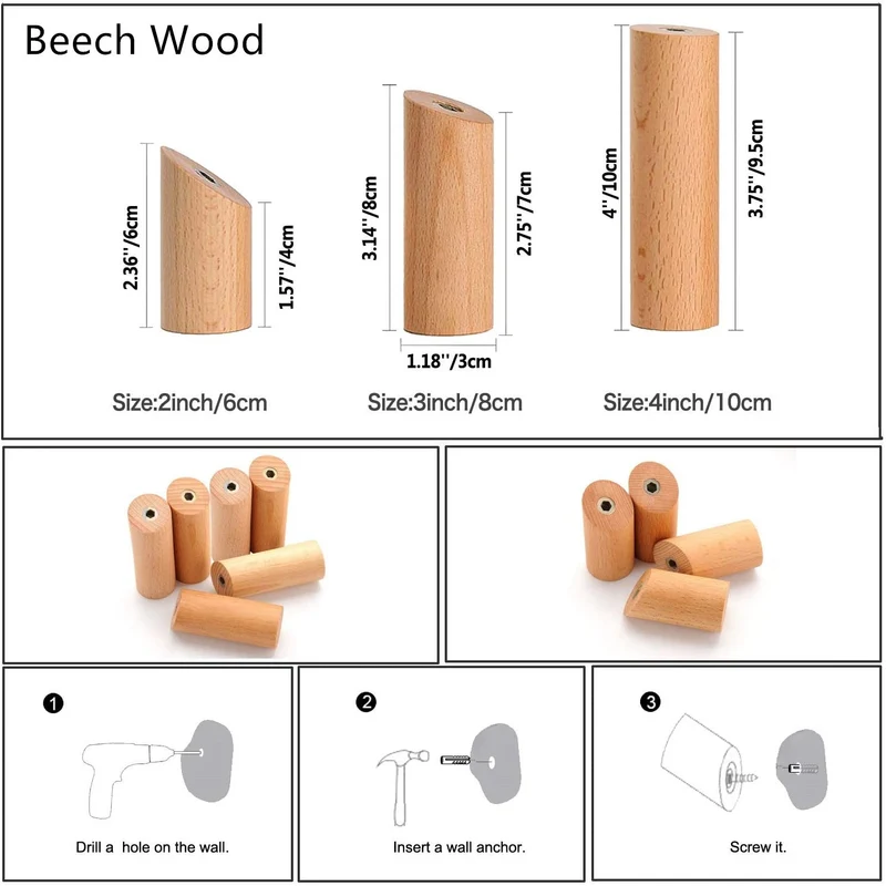 Crochets muraux en bois