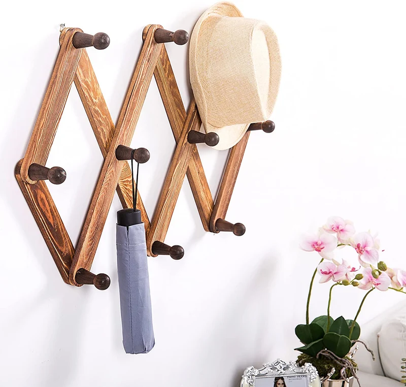 Cintre de porte-manteau accordéon en bois extensible