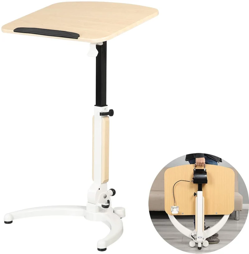 Bureau debout mobile pliable, table de lit surélevée, table d'appoint de canapé