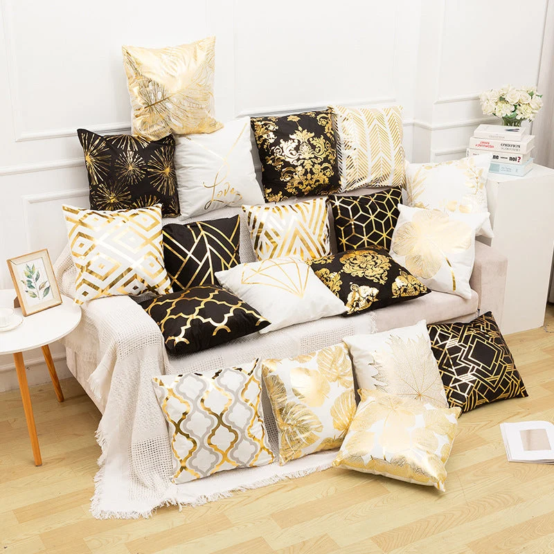 Housse de coussin taie d'oreiller en feuille d'or 18 x 18 pouces 45 x 45 cm (motif n° 50 ~ 67)