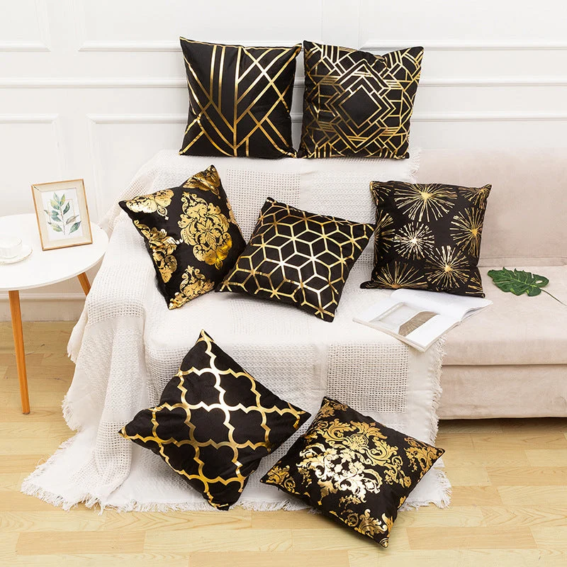 Housse de coussin taie d'oreiller en feuille d'or 18 x 18 pouces 45 x 45 cm (motif n° 50 ~ 67)
