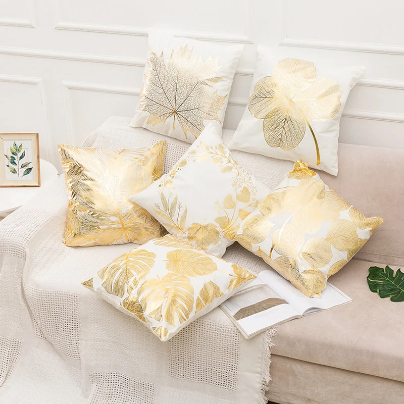 Housse de coussin taie d'oreiller en feuille d'or 18 x 18 pouces 45 x 45 cm (motif n° 50 ~ 67)