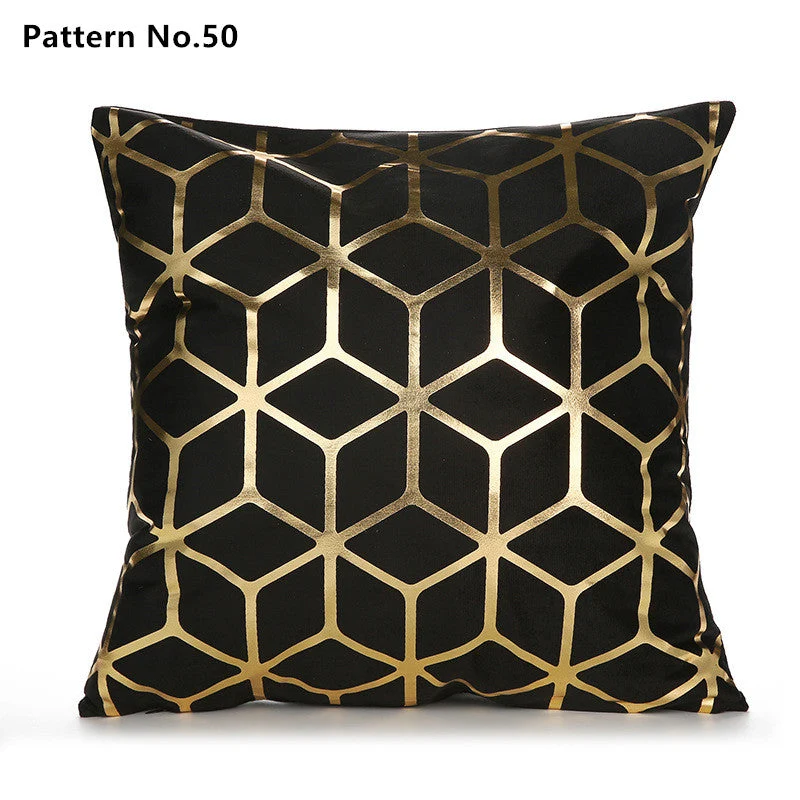 Housse de coussin taie d'oreiller en feuille d'or 18 x 18 pouces 45 x 45 cm (motif n° 50 ~ 67)