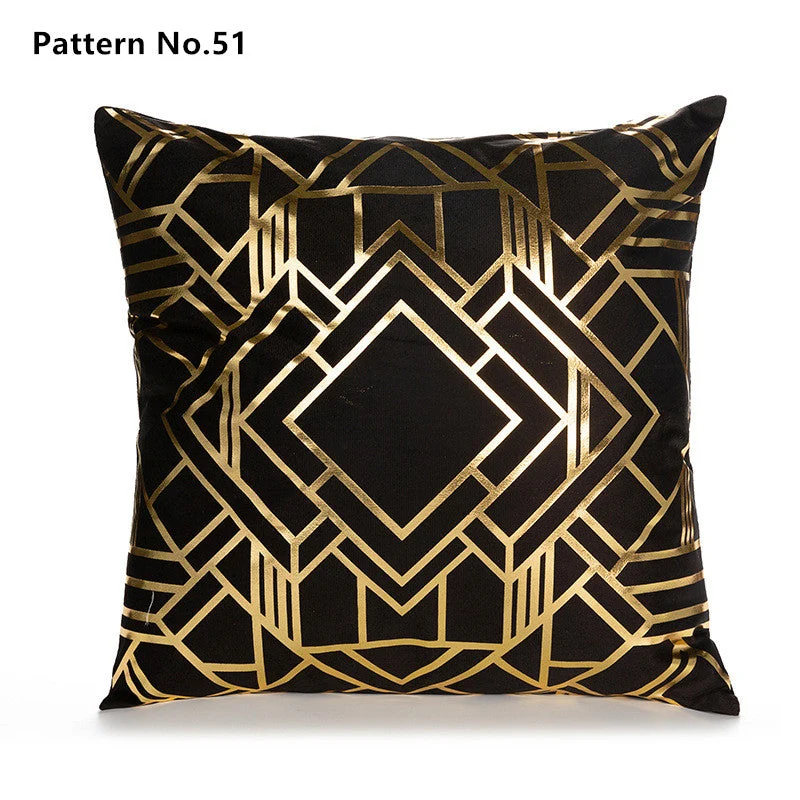 Housse de coussin taie d'oreiller en feuille d'or 18 x 18 pouces 45 x 45 cm (motif n° 50 ~ 67)