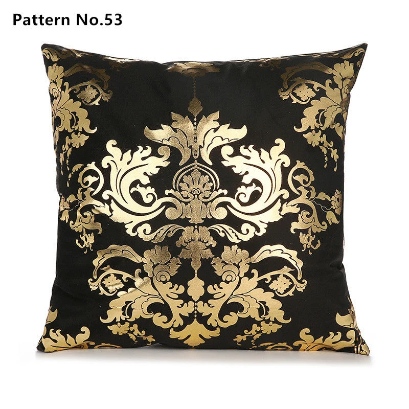 Housse de coussin taie d'oreiller en feuille d'or 18 x 18 pouces 45 x 45 cm (motif n° 50 ~ 67)