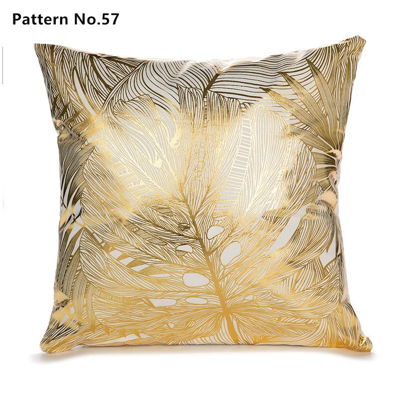 Housse de coussin taie d'oreiller en feuille d'or 18 x 18 pouces 45 x 45 cm (motif n° 50 ~ 67)