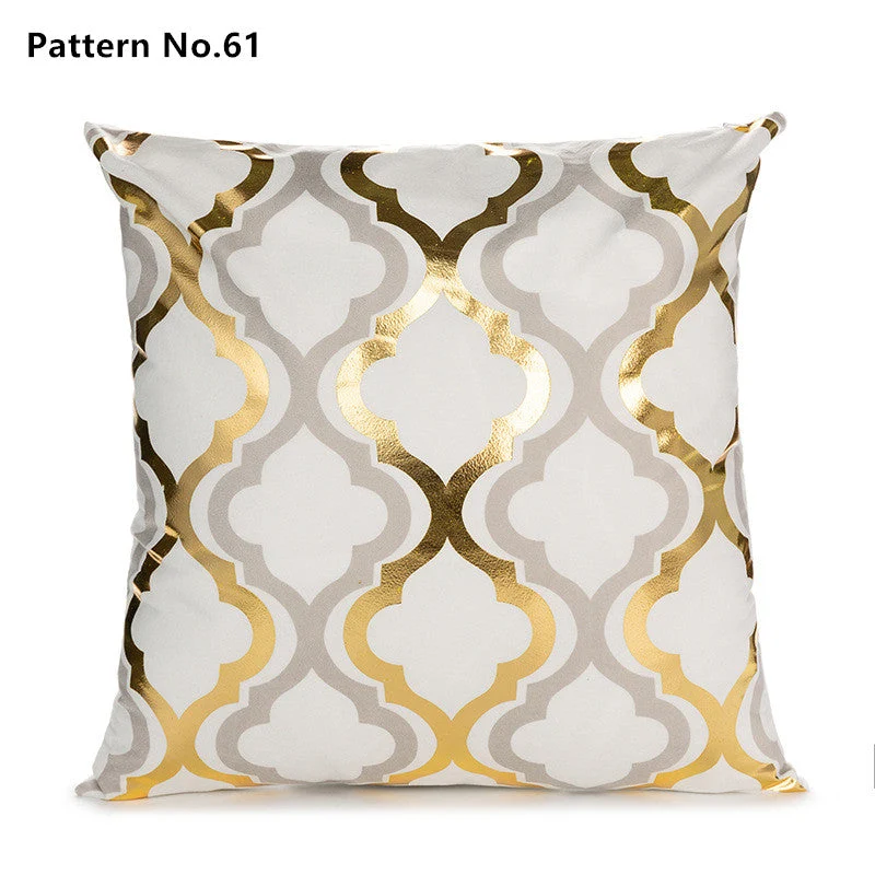 Housse de coussin taie d'oreiller en feuille d'or 18 x 18 pouces 45 x 45 cm (motif n° 50 ~ 67)
