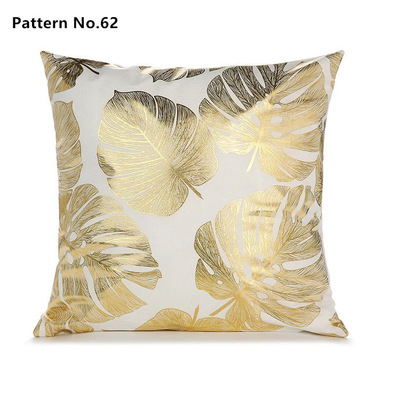 Housse de coussin taie d'oreiller en feuille d'or 18 x 18 pouces 45 x 45 cm (motif n° 50 ~ 67)