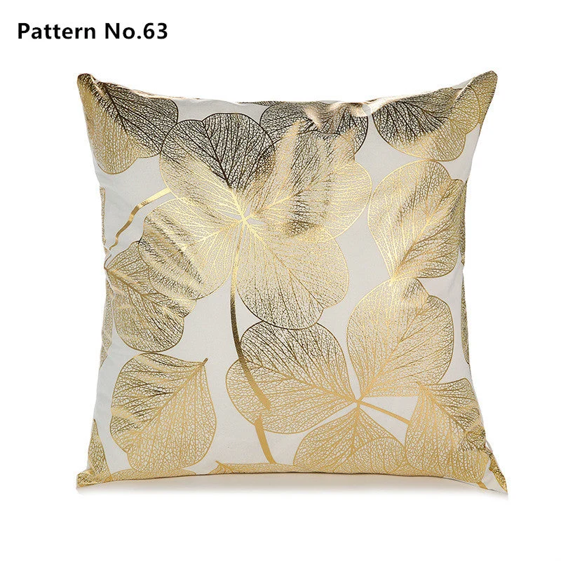 Housse de coussin taie d'oreiller en feuille d'or 18 x 18 pouces 45 x 45 cm (motif n° 50 ~ 67)