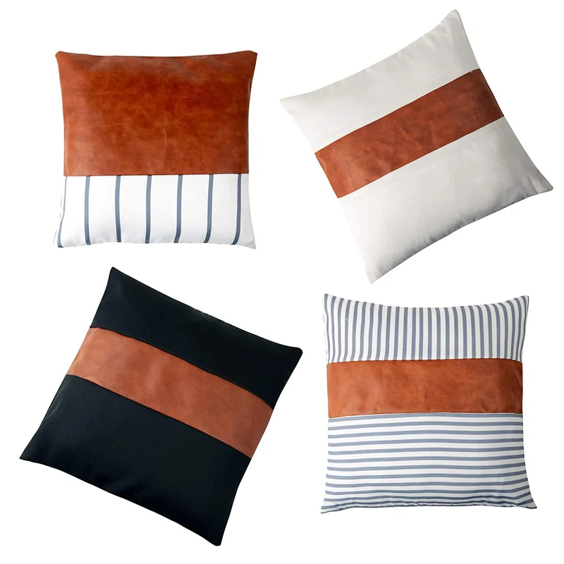 Housses de coussin en similicuir 18x18 pouces/45x45 CM Lot de 4