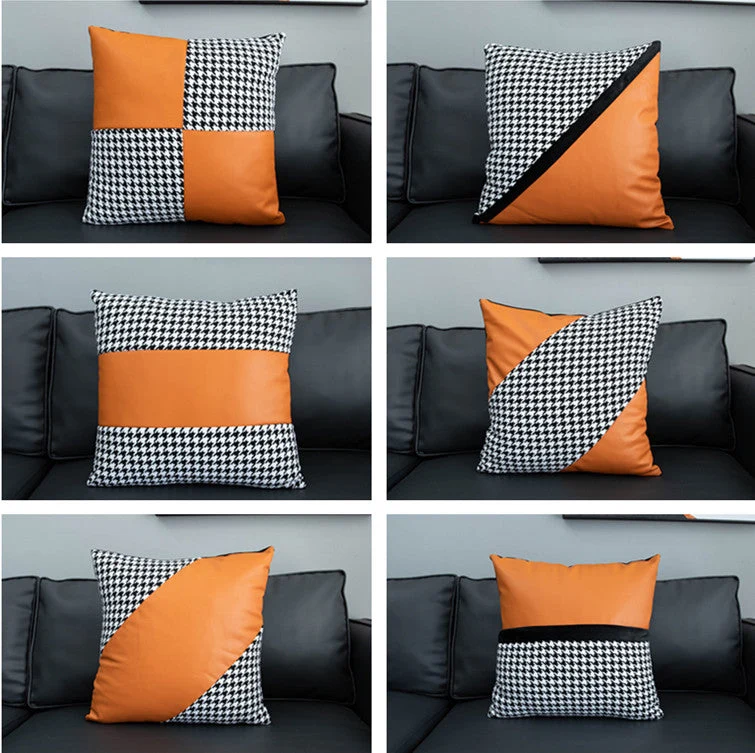 Housses de coussin en similicuir 18x18 pouces/45X45cm Lot de 6