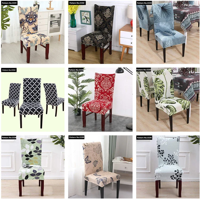 Housses de chaise de salle à manger lavables amovibles en spandex extensible imprimées pour la maison, la cuisine, la fête, le restaurant