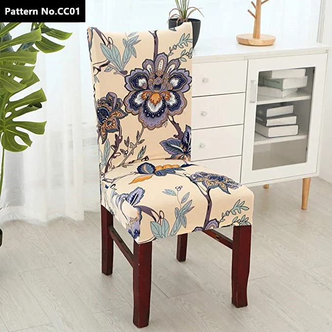 Housses de chaise de salle à manger lavables amovibles en spandex extensible imprimées pour la maison, la cuisine, la fête, le restaurant