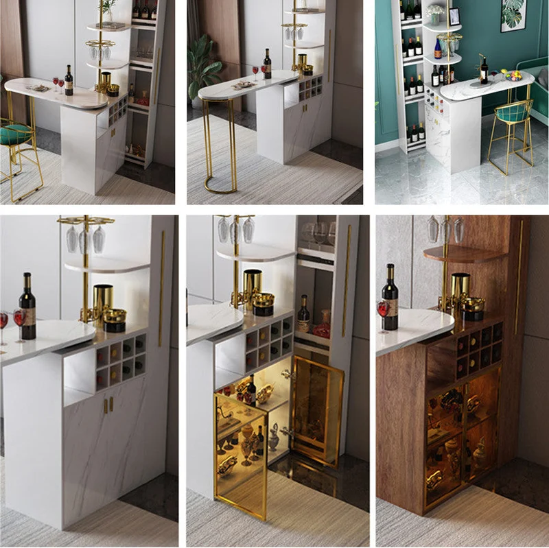 Table de bar à vin rotative de luxe léger et moderne de nouvelle conception 2021 avec armoire