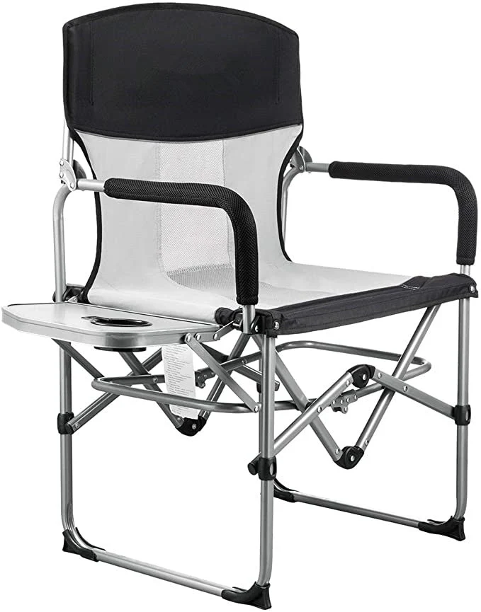 Chaise pliante en maille de camping compacte robuste avec table d'appoint et poignée