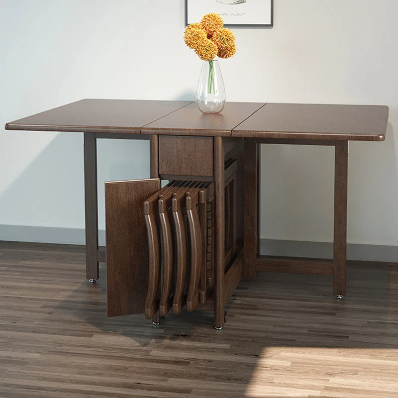Table de salle à manger pliante Drop Leaf avec ensemble de chaises pliables 5 pièces