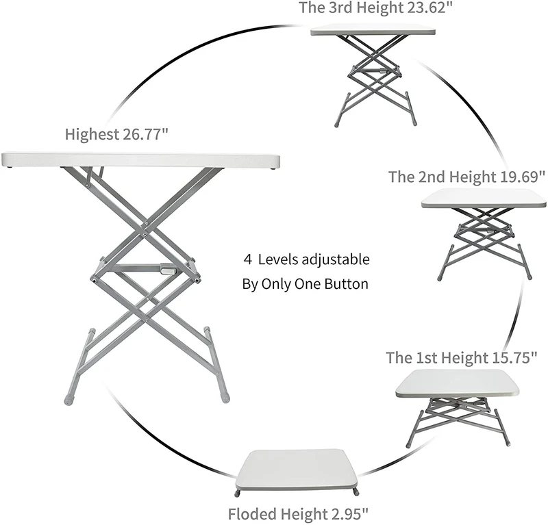 Table pliable à hauteur d'assemblage zéro pour l'utilisation intérieure et extérieure de bureau de jardin à la maison