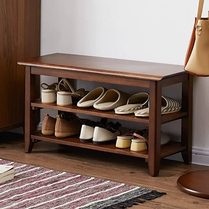 Banc à chaussures en bois massif (4 tailles et 2 couleurs disponibles)