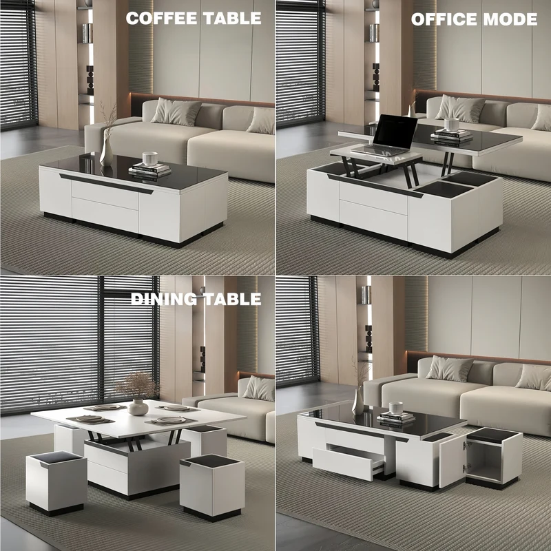 Table basse élévatrice multifonction 3 en 1 à faible encombrement