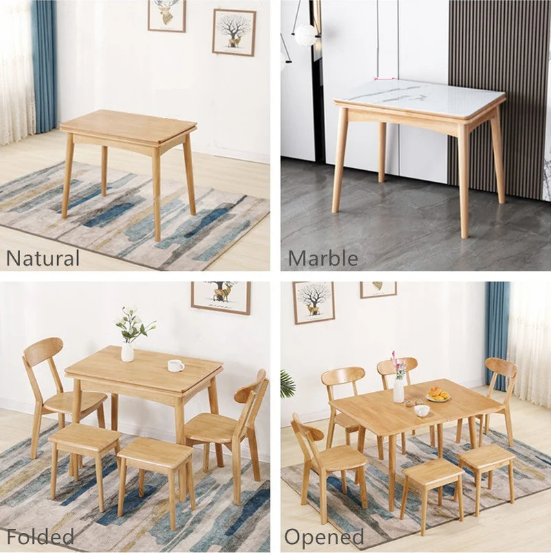 Table en bois massif pliable et extensible de conception peu encombrante