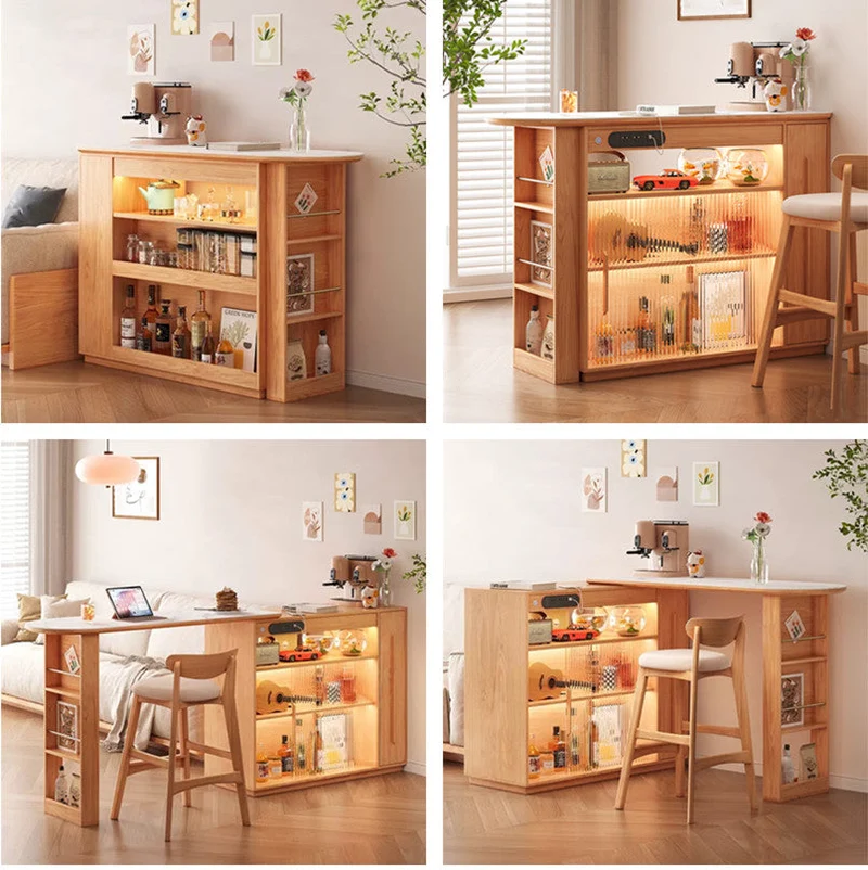 Table de bar rotative à 360 degrés avec armoire de rangement double face