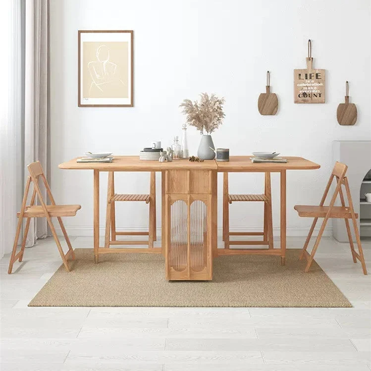 Table de salle à manger à double abattant avec armoire huche en panneau perforé