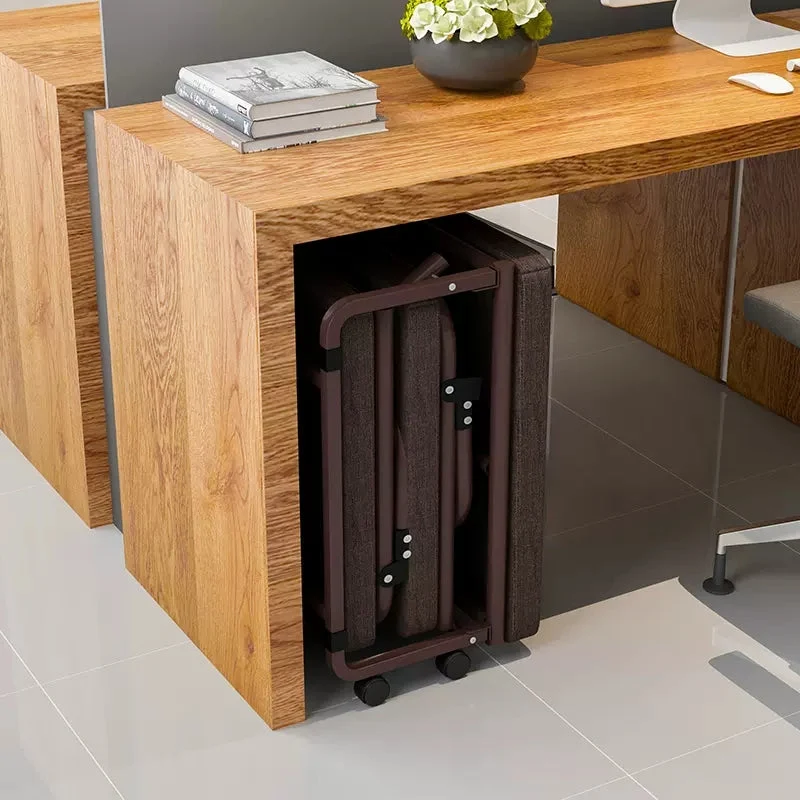 Lit d'invité pliable portable avec 6 positions réglables et poche de rangement latérale (marron, 78" LX 35" W)