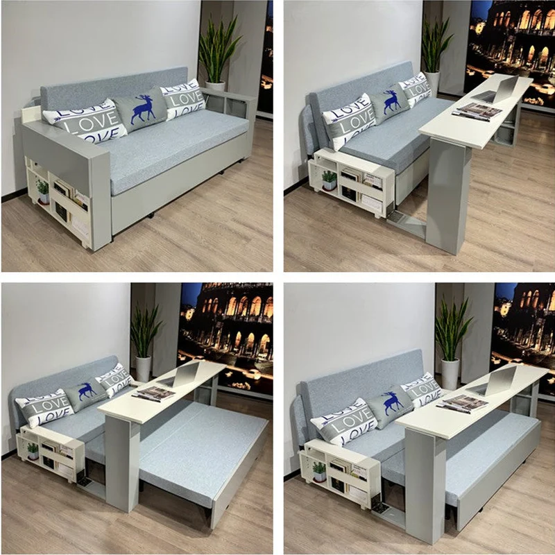 Canapé-lit multifonction peu encombrant avec bureau pliable