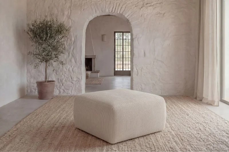 ELIO POUF - Petit velours côtelé