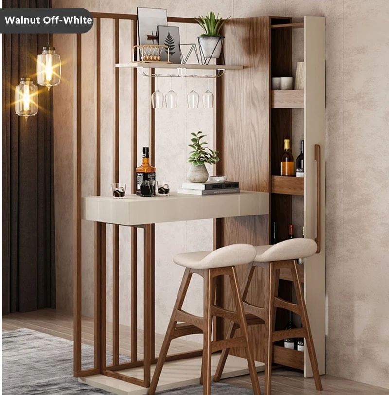 Table de bar rétractable nordique avec armoire à vin