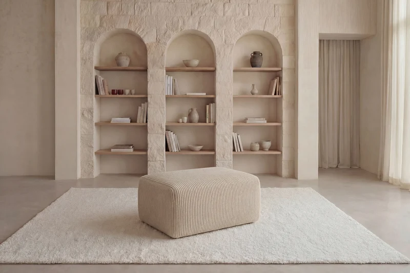 OLYMPE POUF - Petit velours côtelé