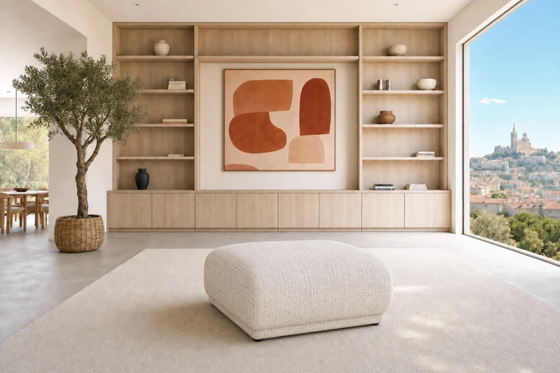 ROSALIE POUF - Tissu chenille