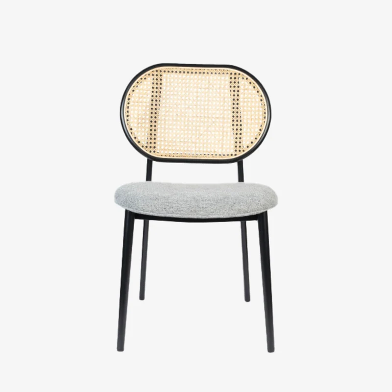 SPIKE - Chaise en tissu et cannage