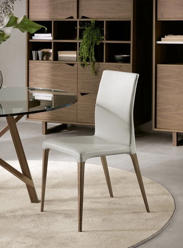 Chaise Bois et Blanc Cuir - Eva